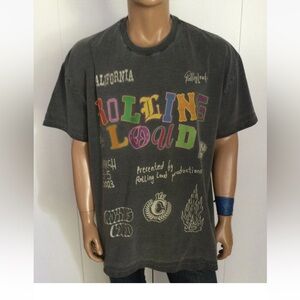 Rolling Loud Line Up Vintage Oversized Black Wash T-Shirt Size XL